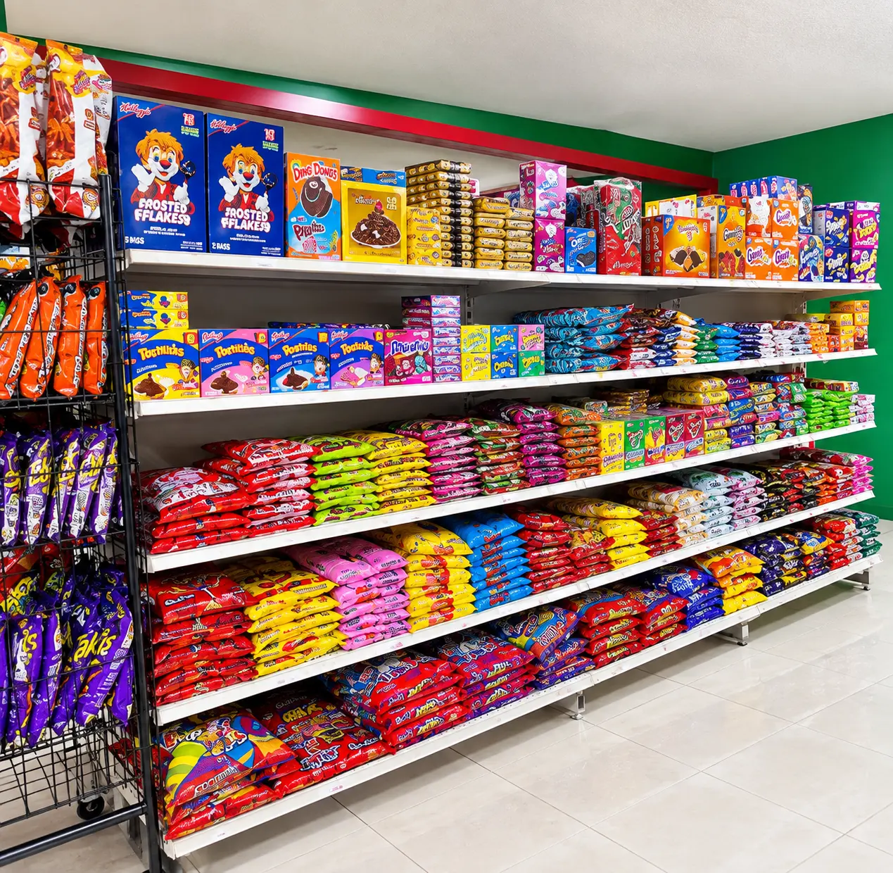 Grocery aisles inside 3 Hermanos with Mexican pantry favorites